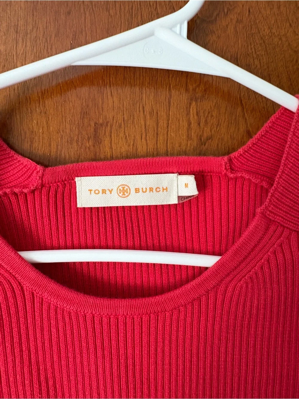 Tory Burch Pink Short-Sleeve Ribbed Knit Tee - medium